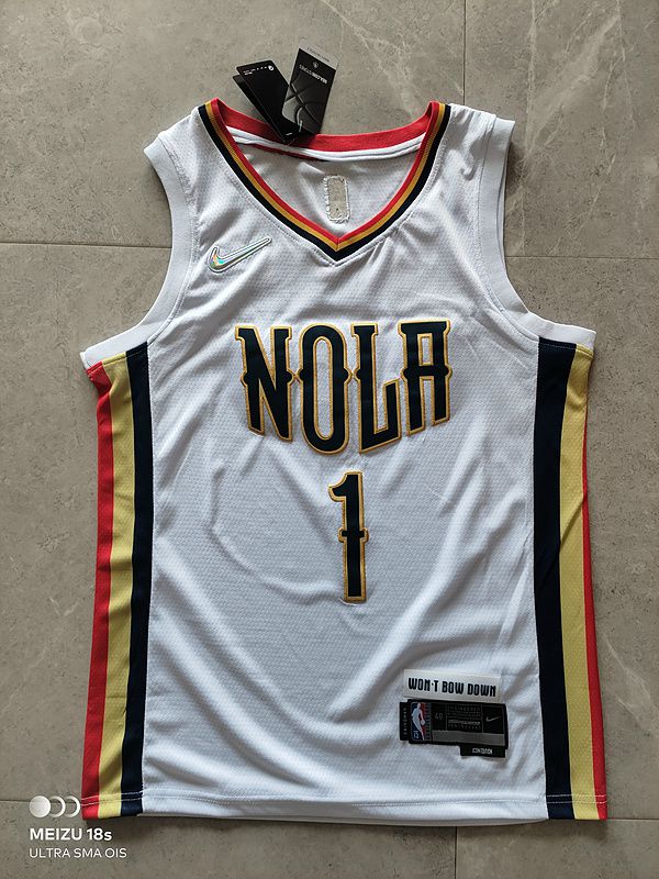 Men New Orleans Pelicans #1 Williamson White 2022 City Edition Nike NBA Jersey